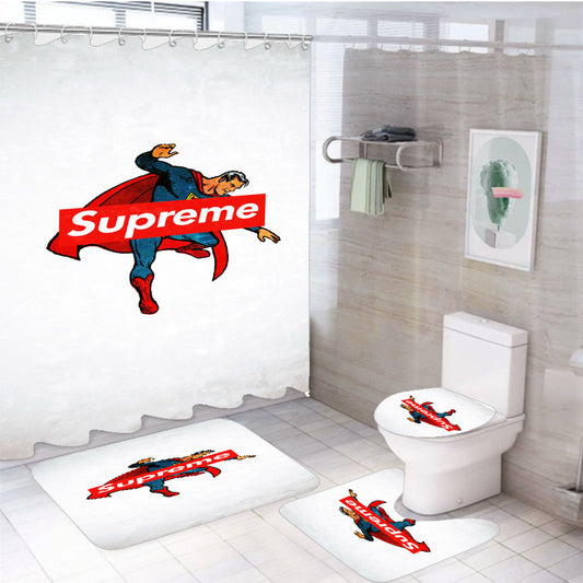 Supreme Superman 4Pcs Bathroom Set Shower Curtain