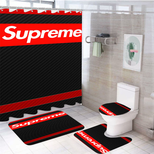 Supreme Texture 4Pcs Bathroom Set Shower Curtain