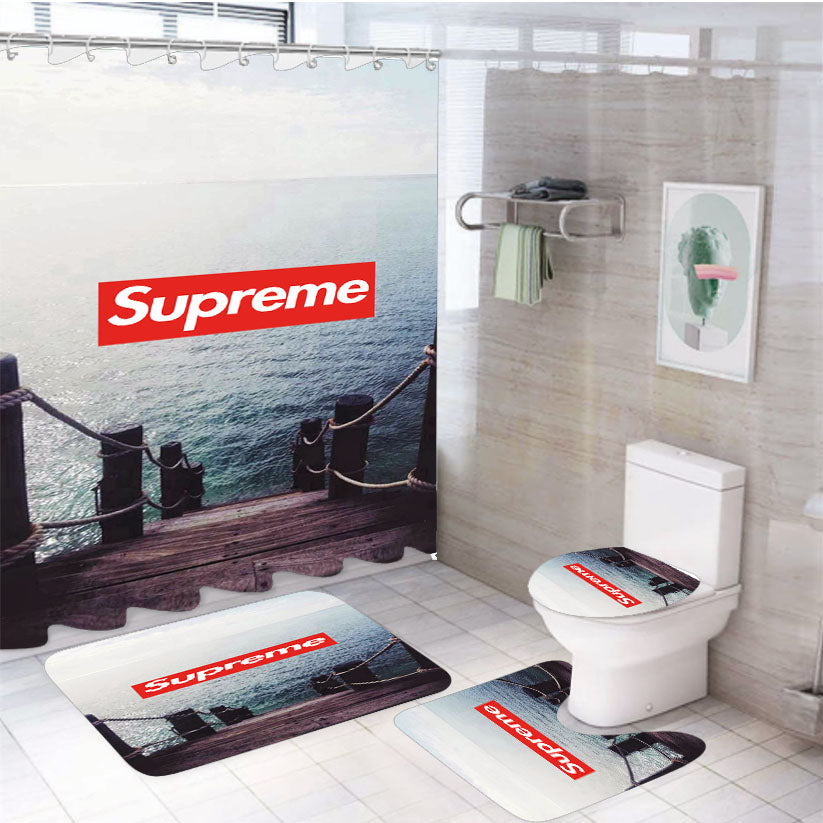 Supreme The Sea 4Pcs Bathroom Set Shower Curtain
