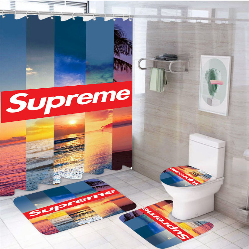Supreme Travel 4Pcs Bathroom Set Shower Curtain