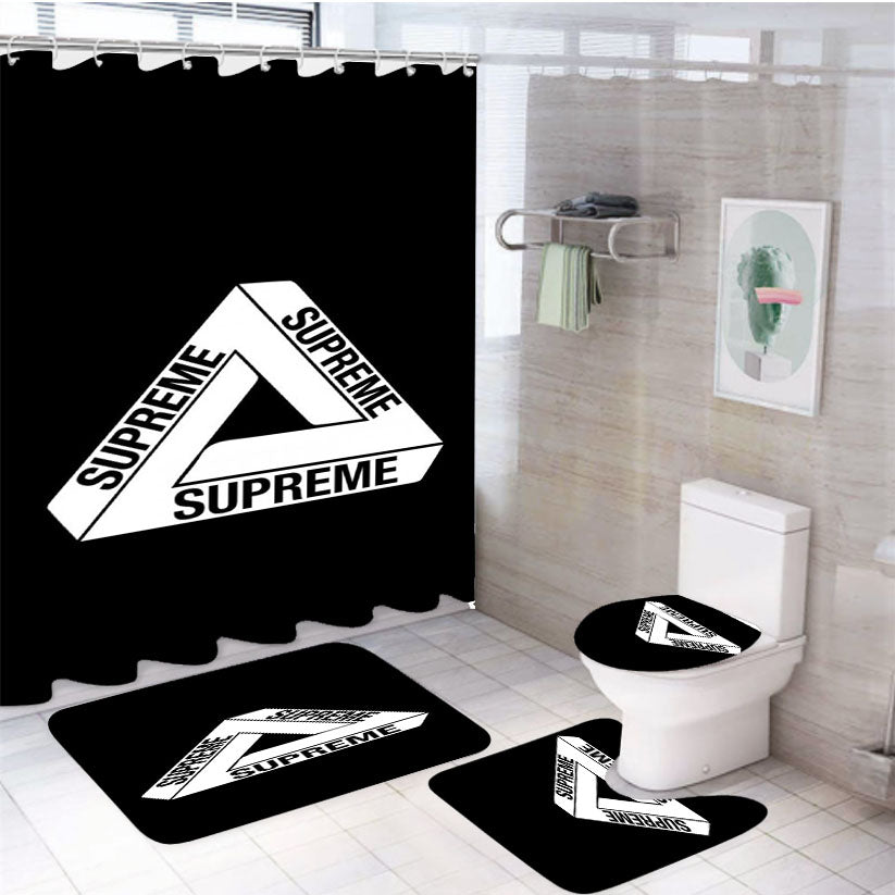 Supreme Triangle 4Pcs Bathroom Set Shower Curtain