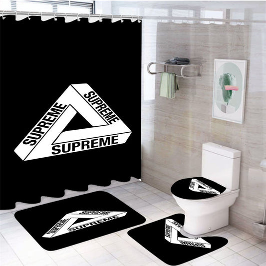 Supreme Triangle 4Pcs Bathroom Set Shower Curtain