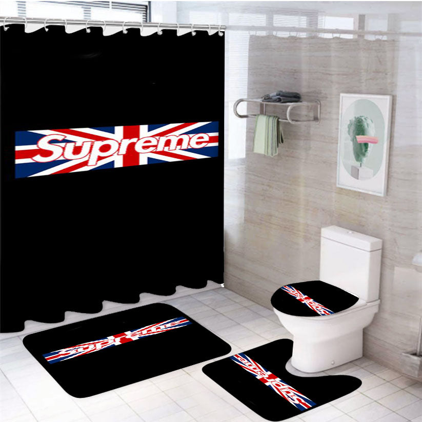 Supreme Uk Box Logo 4Pcs Bathroom Set Shower Curtain