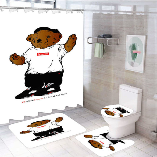 Supreme Unofficial Lo Bear Kick Rocks 4Pcs Bathroom Set Shower Curtain