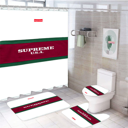 Supreme Usa 4Pcs Bathroom Set Shower Curtain