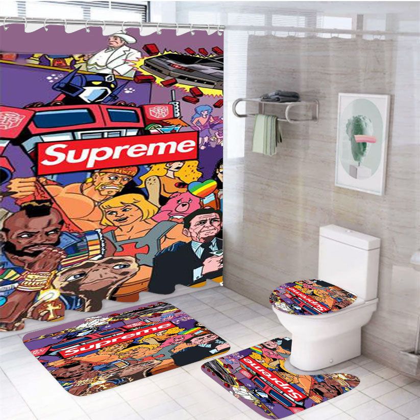 Supreme Wallpaper Peoples 4Pcs Bathroom Set Shower Curtain