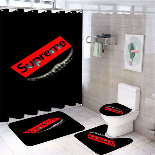 Supreme X Alieanc Cat 4Pcs Bathroom Set Shower Curtain