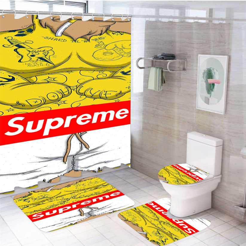 Supreme X Bart Simpson 4Pcs Bathroom Set Shower Curtain