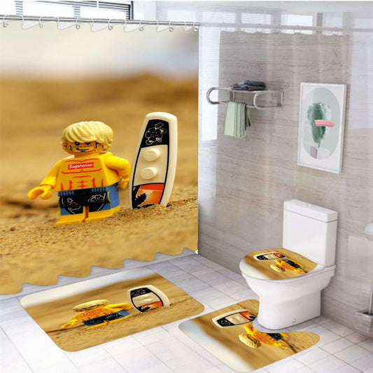 Supreme X Lego 4Pcs Bathroom Set Shower Curtain