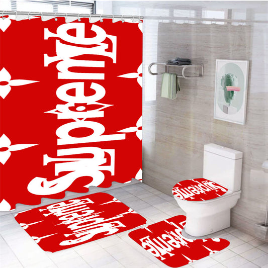 Supreme X Lv 4Pcs Bathroom Set Shower Curtain