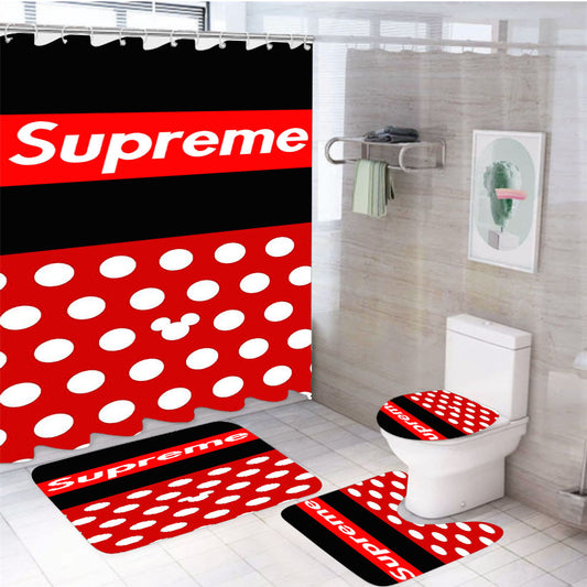 Supreme X Micky Mouse 4Pcs Bathroom Set Shower Curtain