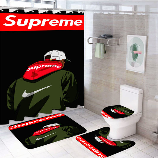Supreme X Nike 4Pcs Bathroom Set Shower Curtain