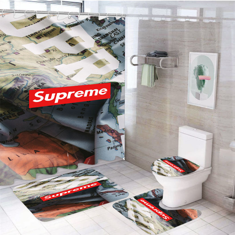 Supreme X North Face 4Pcs Bathroom Set Shower Curtain