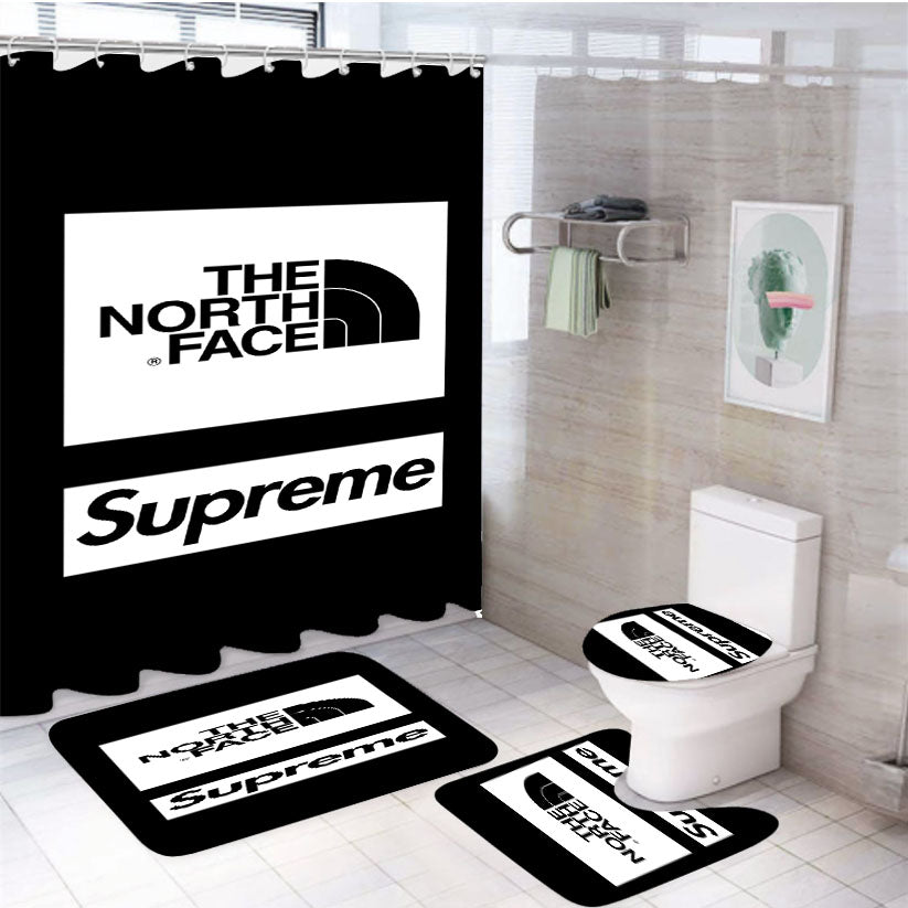 Supreme X Northface 4Pcs Bathroom Set Shower Curtain