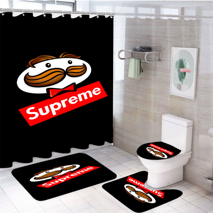 Supreme X Pringles 4Pcs Bathroom Set Shower Curtain