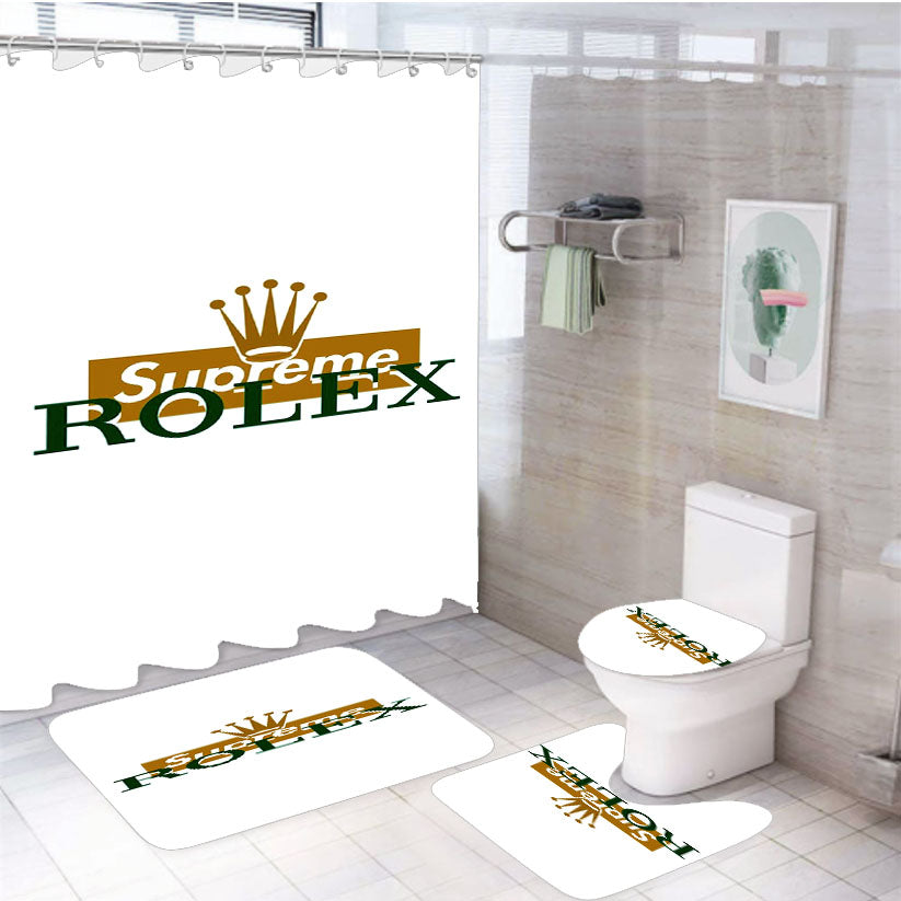 Supreme X Rolex 2018 4Pcs Bathroom Set Shower Curtain