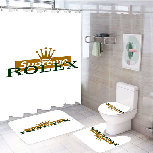 Supreme X Rolex 2018 4Pcs Bathroom Set Shower Curtain