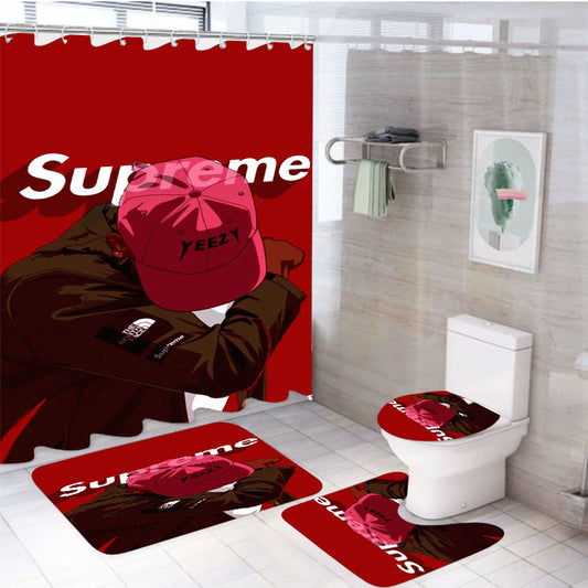 Supreme Yeezy 4Pcs Bathroom Set Shower Curtain