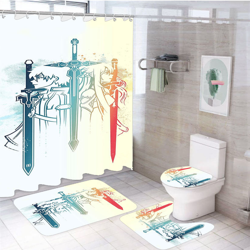 Sword Art Online 4Pcs Bathroom Set Shower Curtain