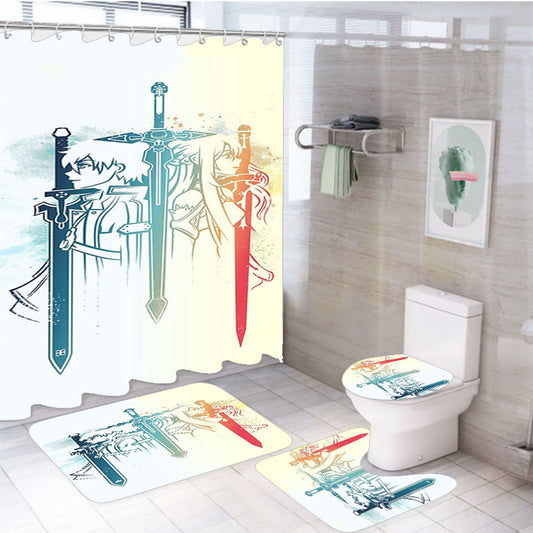 Sword Art Online 4Pcs Bathroom Set Shower Curtain