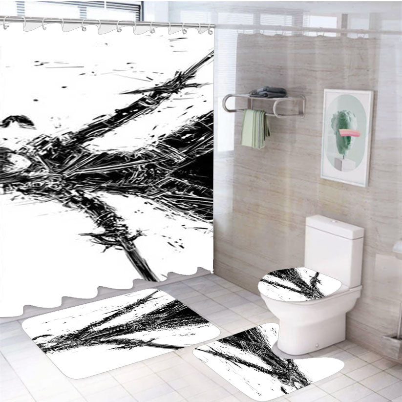 Sword Art Online Bw New 4Pcs Bathroom Set Shower Curtain