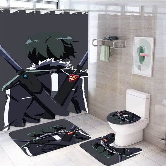 Sword Art Online Kirito 4Pcs Bathroom Set Shower Curtain