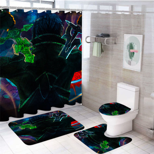 Sword Art Online Kirito Dual Swords 4Pcs Bathroom Set Shower Curtain