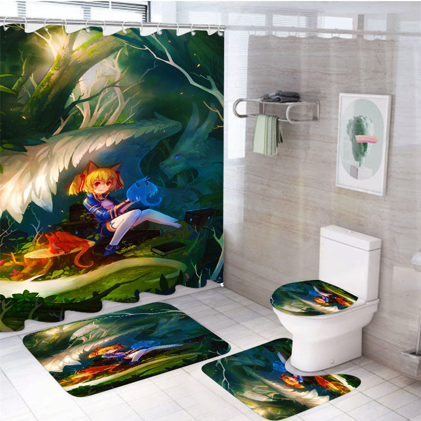 Sword Art Online Silica 4Pcs Bathroom Set Shower Curtain