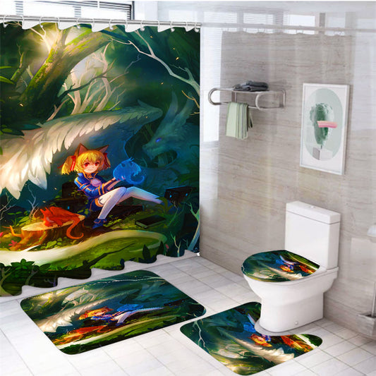 Sword Art Online Silica 4Pcs Bathroom Set Shower Curtain