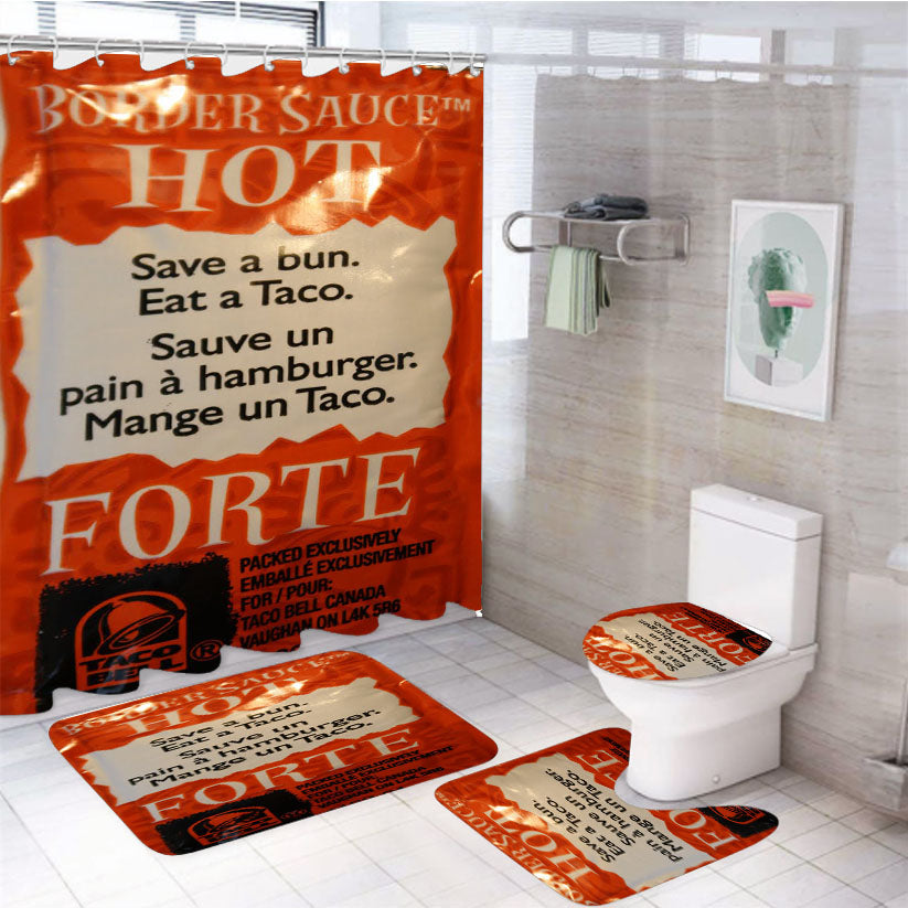 Taco Bell Packets 4Pcs Bathroom Set Shower Curtain