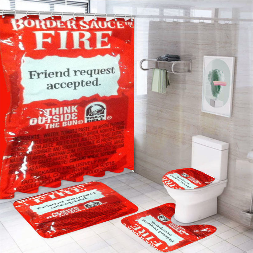 Taco Bell Sauce Fire 4Pcs Bathroom Set Shower Curtain