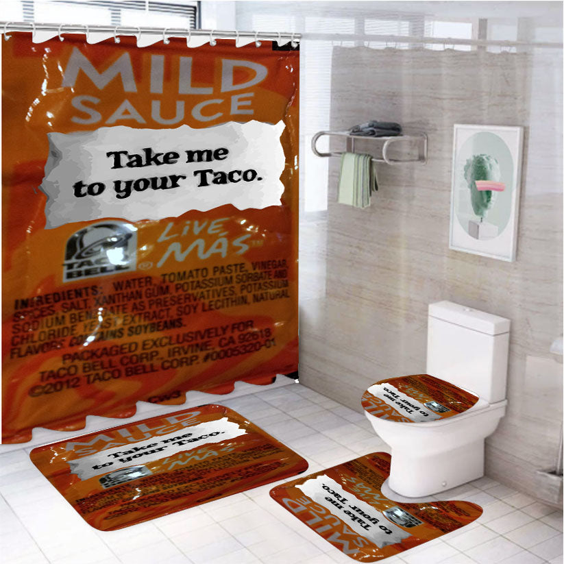 Taco Bell Take Me To Your Taco 4Pcs Bathroom Set Shower Curtain