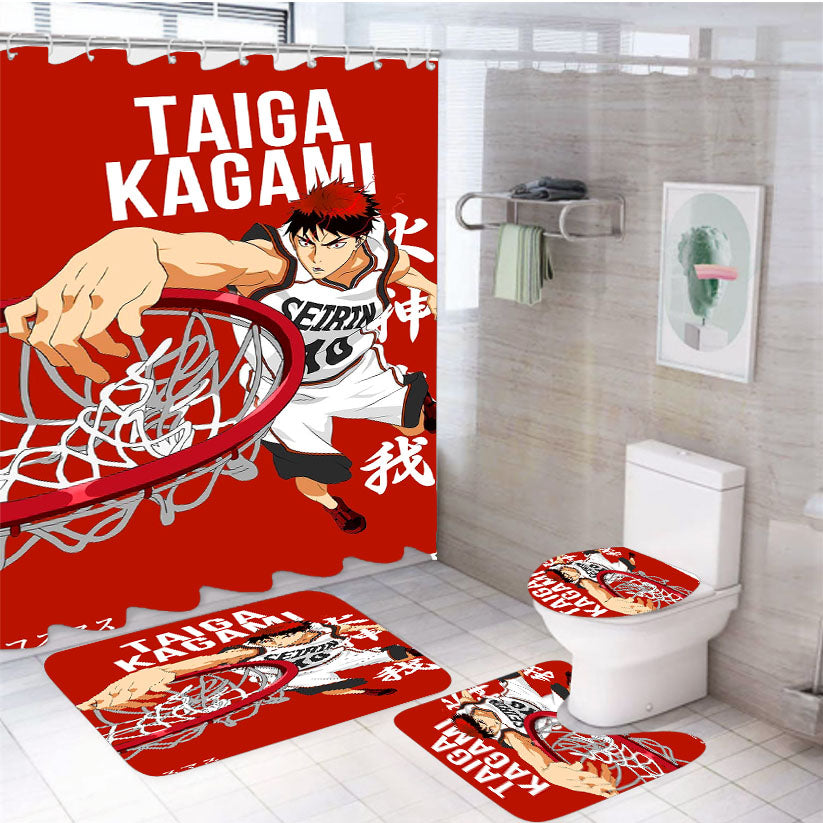 Taiga Kagami Seirin Team Kuroko No Basket 4Pcs Bathroom Set Shower Curtain