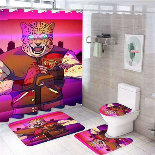 Tekken Hotline Miami 4Pcs Bathroom Set Shower Curtain