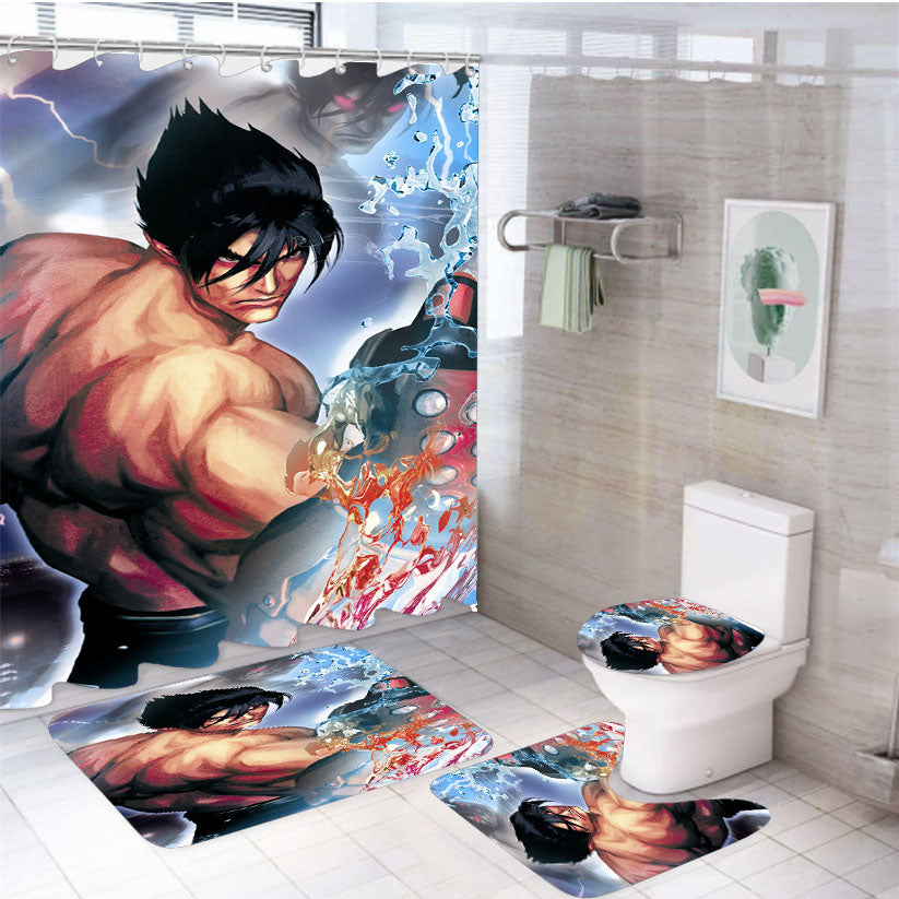 Tekken X Street Fighter Jin Kazama 4Pcs Bathroom Set Shower Curtain