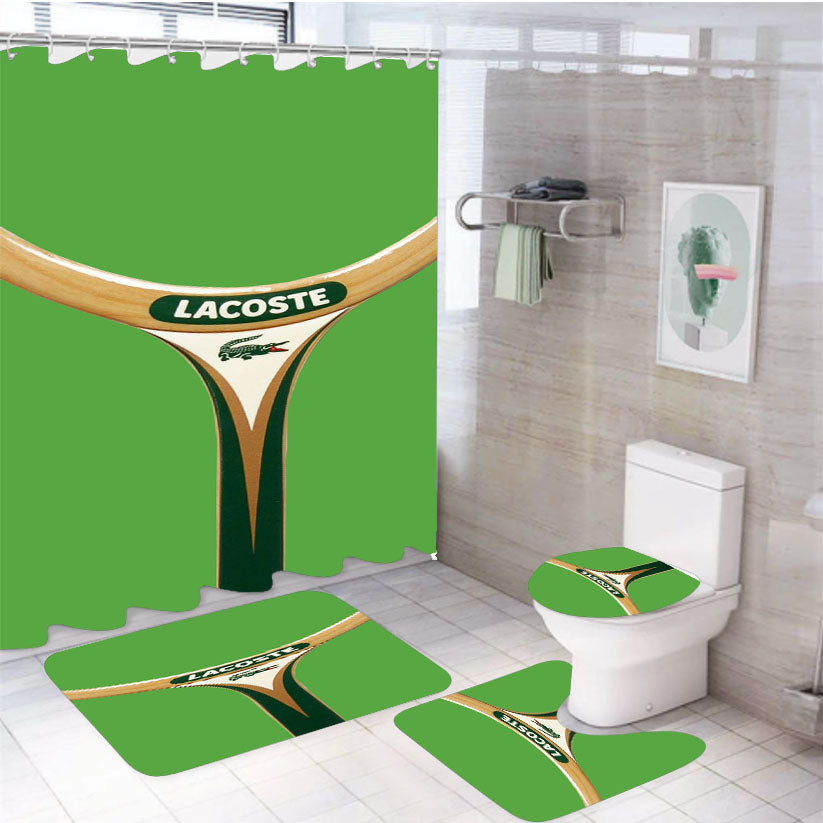 Tennis Rackets Lacoste 4Pcs Bathroom Set Shower Curtain