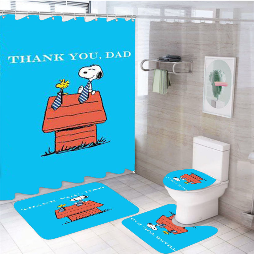 Thank You Dad Snoopy 4Pcs Bathroom Set Shower Curtain