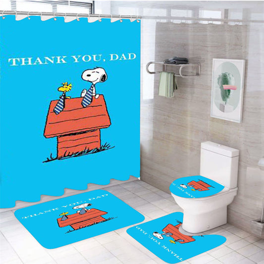 Thank You Dad Snoopy 4Pcs Bathroom Set Shower Curtain