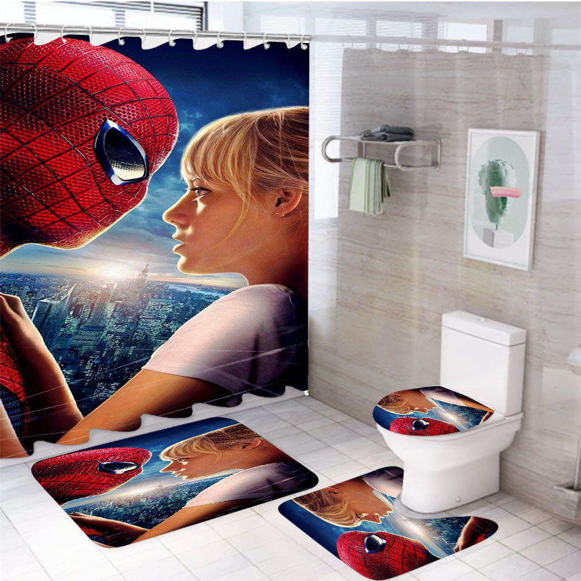 The Amazing Spider Man 4Pcs Bathroom Set Shower Curtain