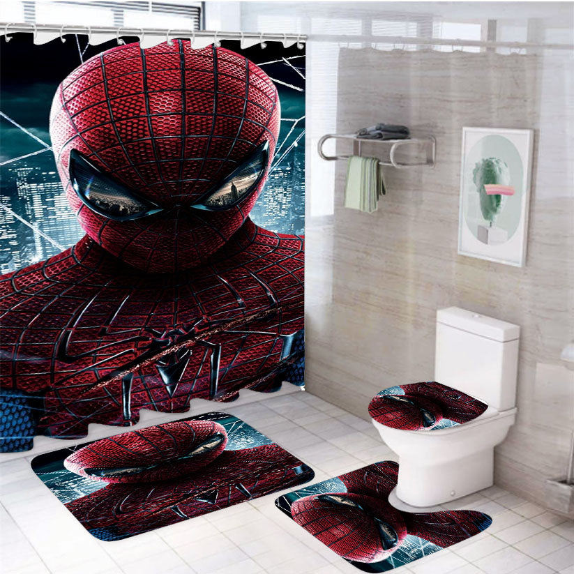 The Amazing Spiderman 4Pcs Bathroom Set Shower Curtain