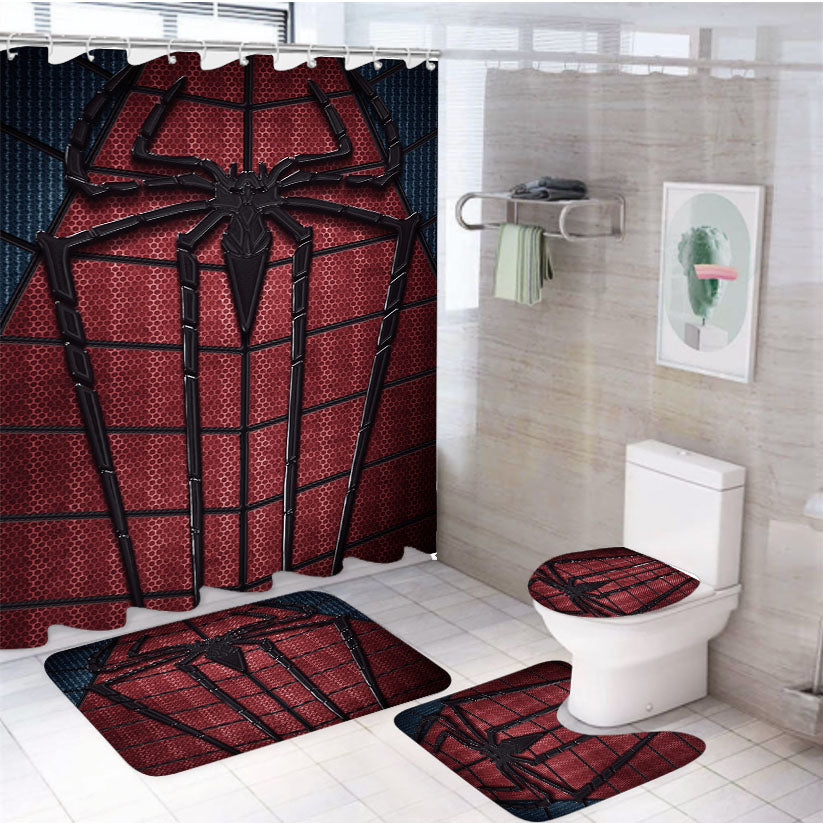 The Amazing Spiderman Logo 4Pcs Bathroom Set Shower Curtain