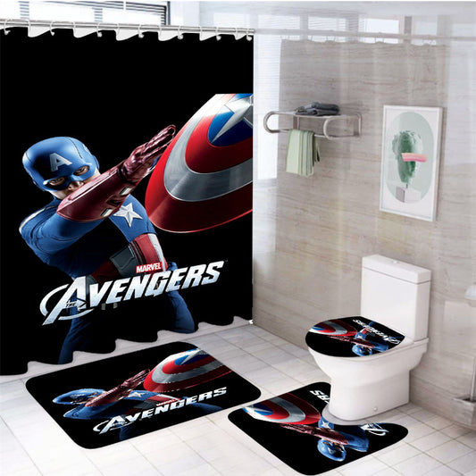 The Avengers - Captain America 4Pcs Bathroom Set Shower Curtain