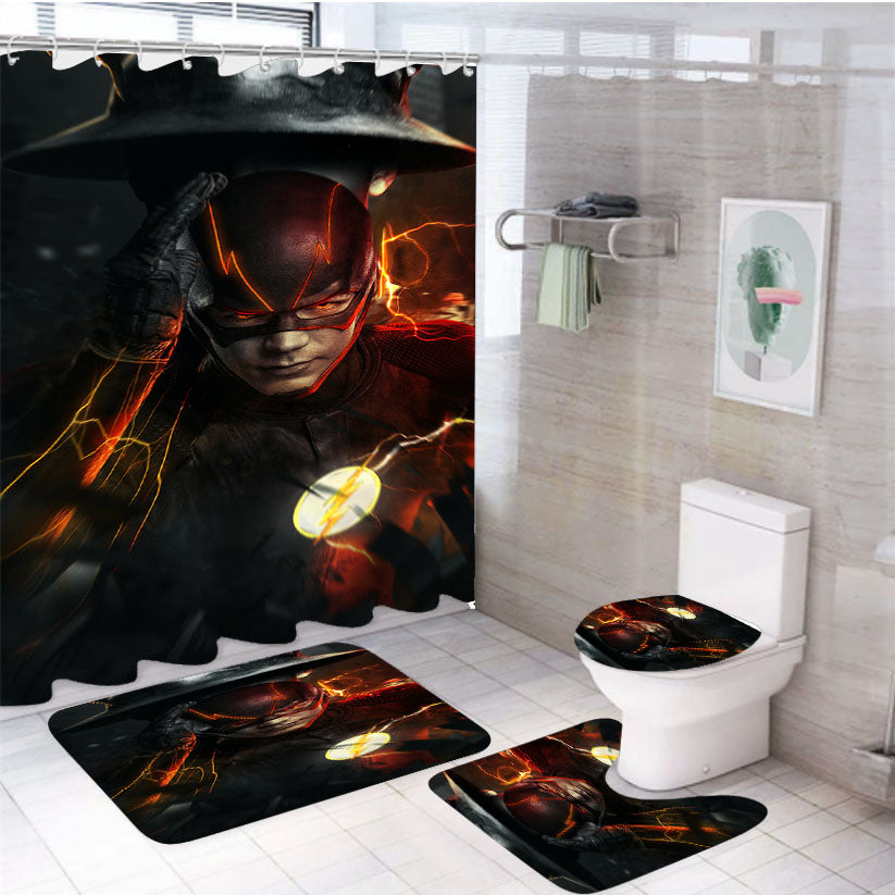 The Flash Dc Heroes Poster 4Pcs Bathroom Set Shower Curtain