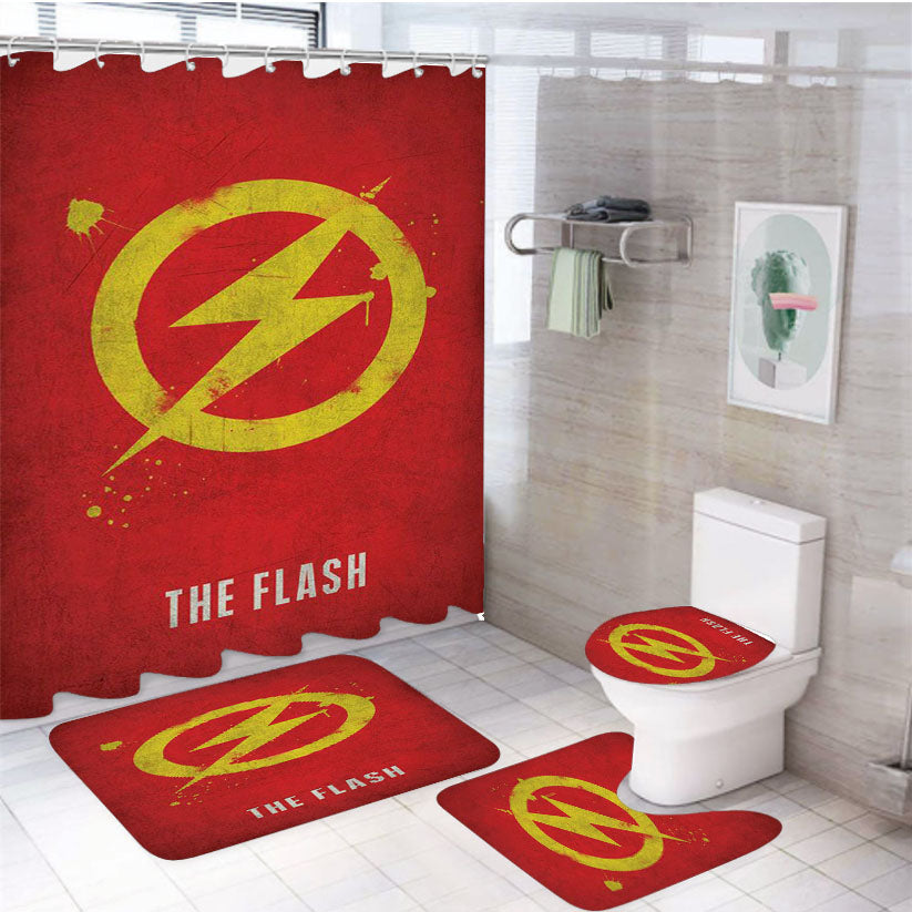 The Flash Marvels 4Pcs Bathroom Set Shower Curtain