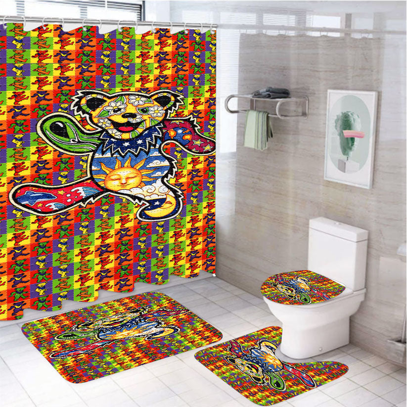 The Grateful Dead Dancing Bear 4Pcs Bathroom Set Shower Curtain