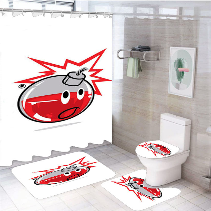 The Hundreds Bomb Red 4Pcs Bathroom Set Shower Curtain