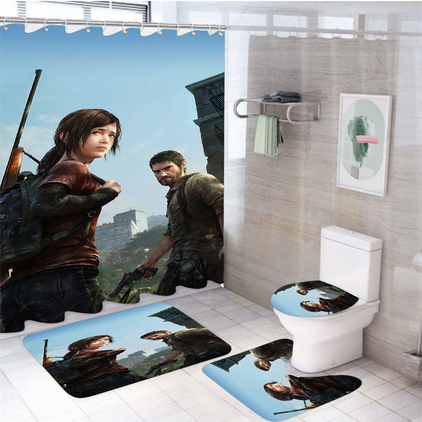 The Last Of Us Ruined City Wallpaper 4Pcs Bathroom Set Shower Curtain
