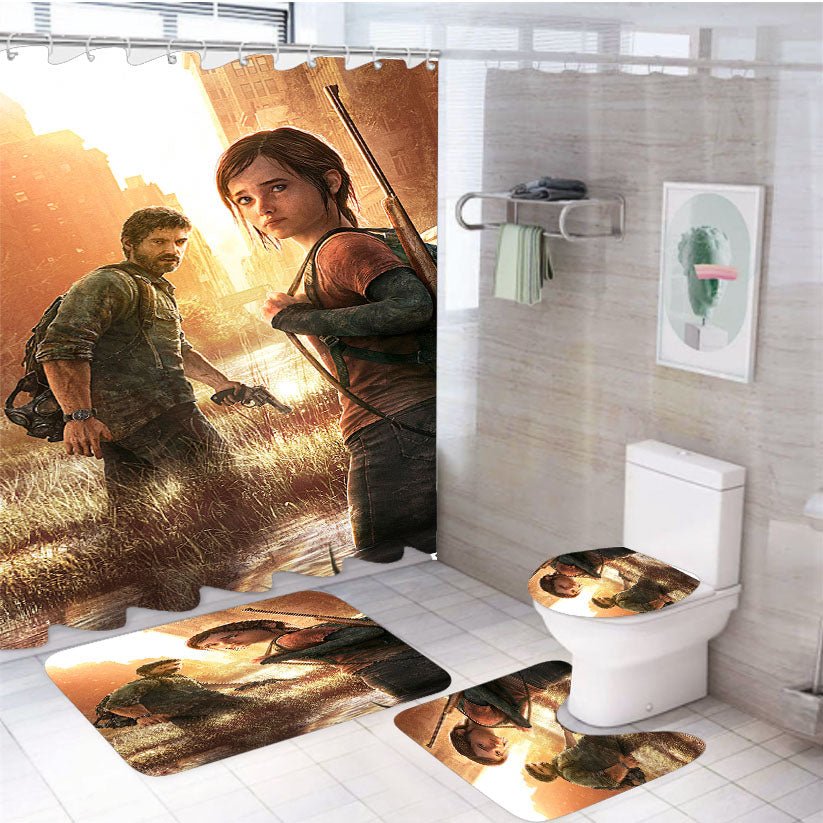 The Last Of Us Survival Game Wallpaper 4Pcs Bathroom Set Shower Curtain