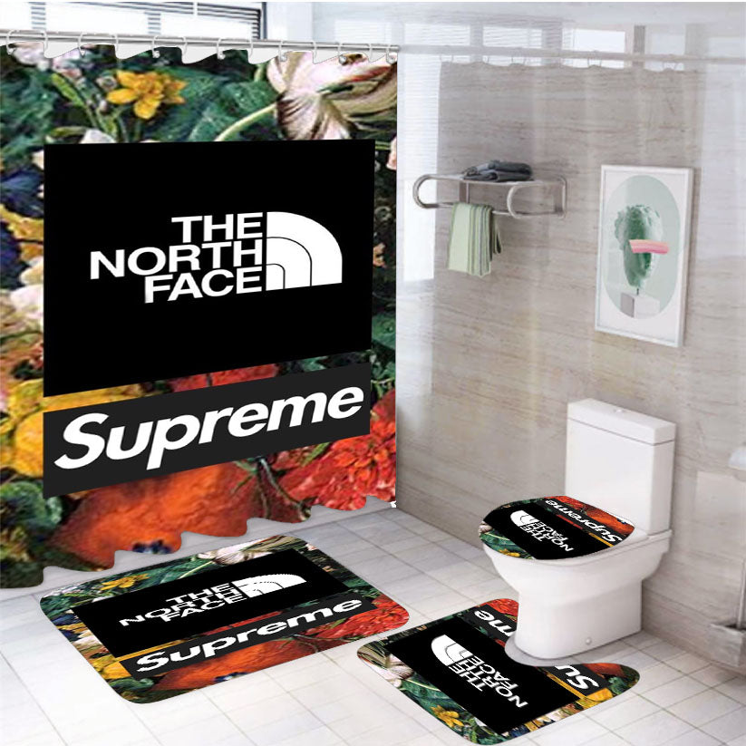 The North Face Supreme 4Pcs Bathroom Set Shower Curtain