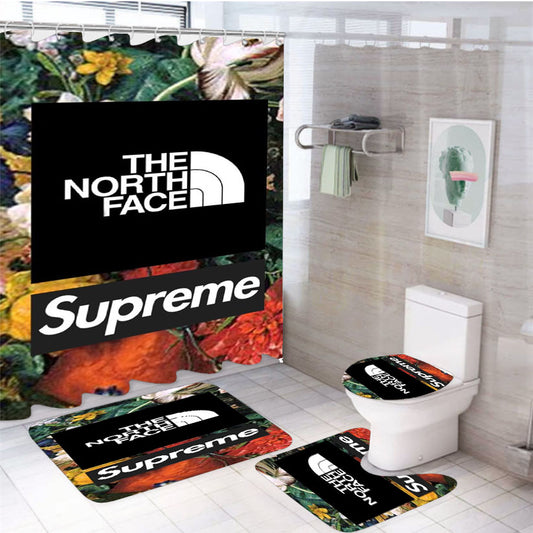 The North Face Supreme 4Pcs Bathroom Set Shower Curtain